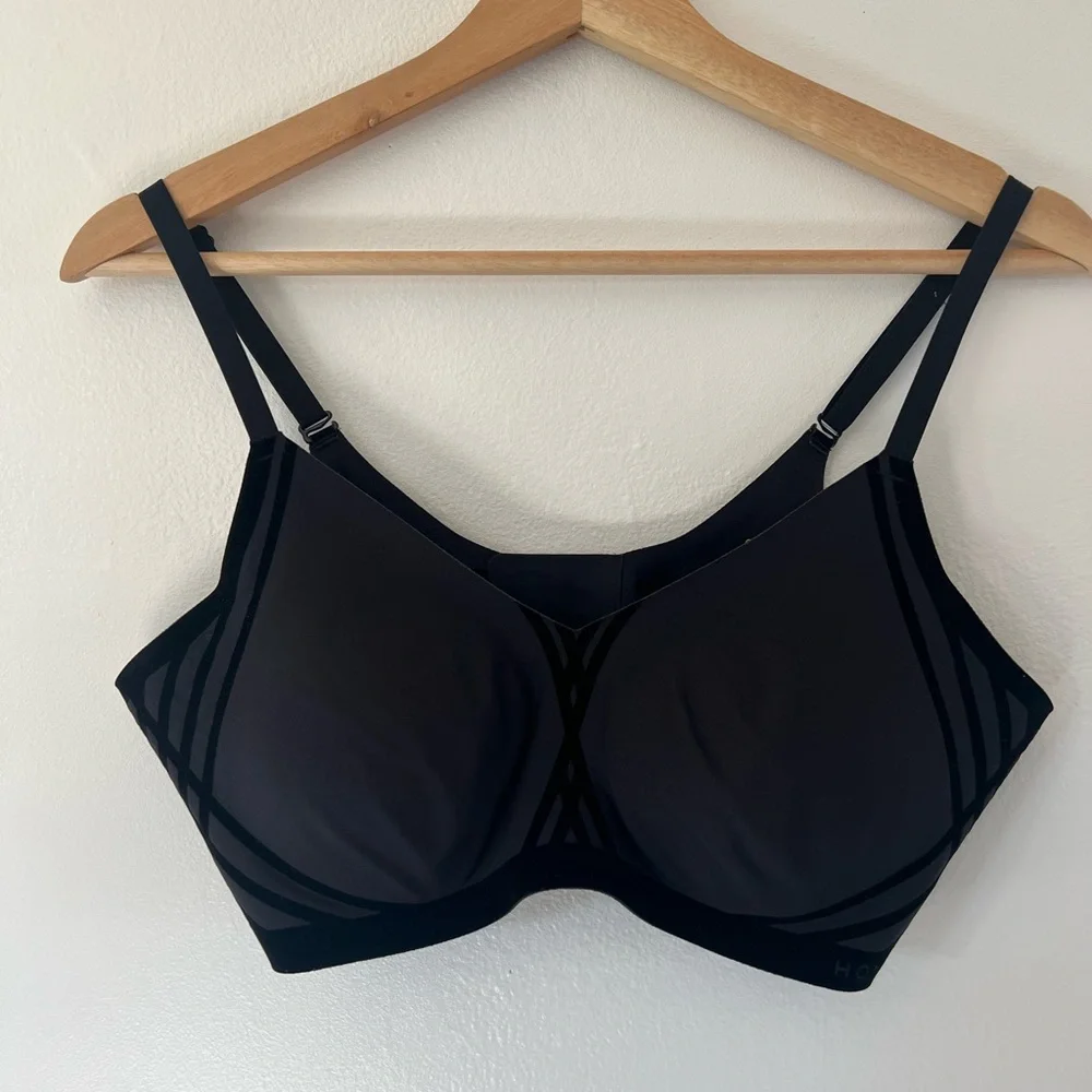 Honeylove Silhouette Wireless Seamless Bra In‎ Black Vamp Size Large